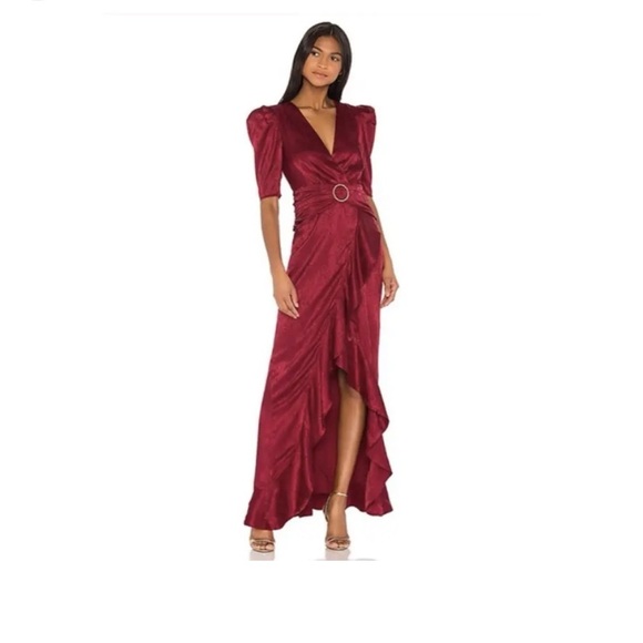 Song of Style Dresses & Skirts - Song of Style Edwin Maxi Dress Cranberry Red Jacquard Puff Small New